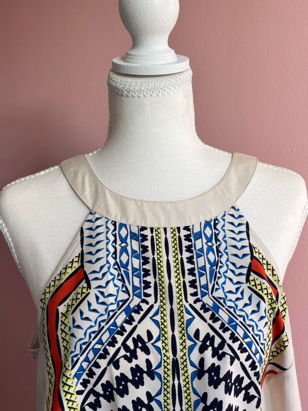 Venus Women Halter Geometric Dress Size Medium Summer Vacation Beach - Picture 4 of 5